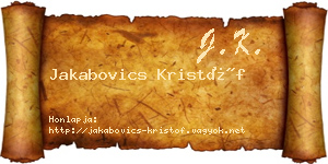 Jakabovics Kristóf névjegykártya